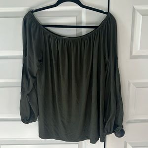 Pleione Green Off Shoulder Blouse - size xl